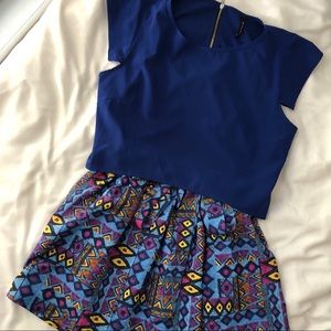 Boxy retro blue crop top.